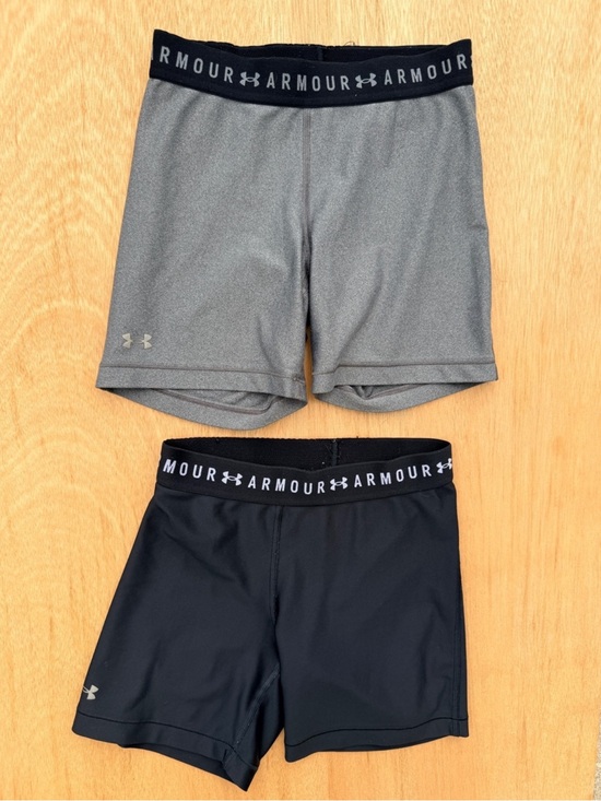 Under Armour Pants - 2 pair Under Armbor HeatGear Middy Compression Shorts Women's Small Black/Grey
